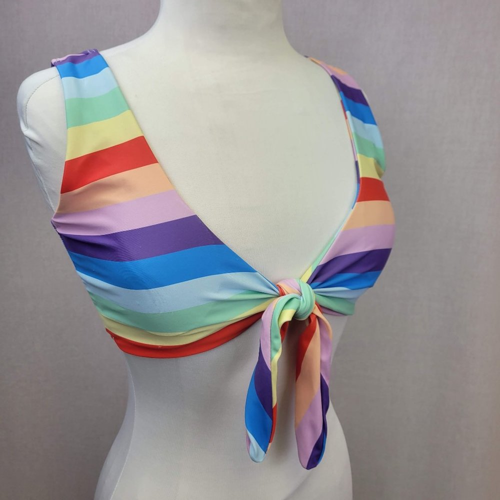 Rainbow pride tie bikini top unbranded size small